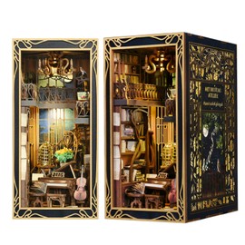 MiniCity DIY Book Nook Kit for Adults, 3D Wooden Puzzle Bookend Bookshelf Insert Decor with LED Light and Dust Cover (Pianist with Nightingale)
