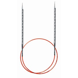 Addi AD7177080-06.00 Novelty Square Circular Knit, Metal, Silver/Red, 80cm length x 6mm thickness