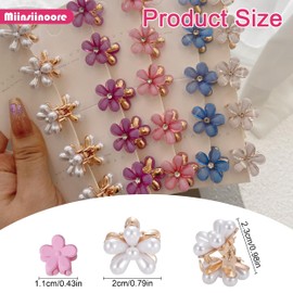 40 Pcs Small Pearl Flower Hair Clips, Mini Hair Clips Small Flower Hair Clips, Pearl Hairpin Mini Hair Pins Wedding Hair Clips Floral Hair Piece Crystal Hair Clips for Women Hair Decoration