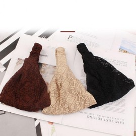 Breathable High-Elasticity Lace Turban Headband Bandana Wide Headband Beige 5ea