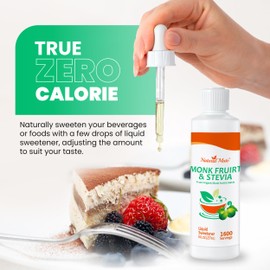 Natural Mate Monk Fruit & Stevia Liquid Sweetener Drops – Premium Organic Monk Fruit and Stevia Extracts, Sugar-Free, Zero Calories & Carbs, – 8 fl oz Bottle (2 Pack, Total 3200 Servings)