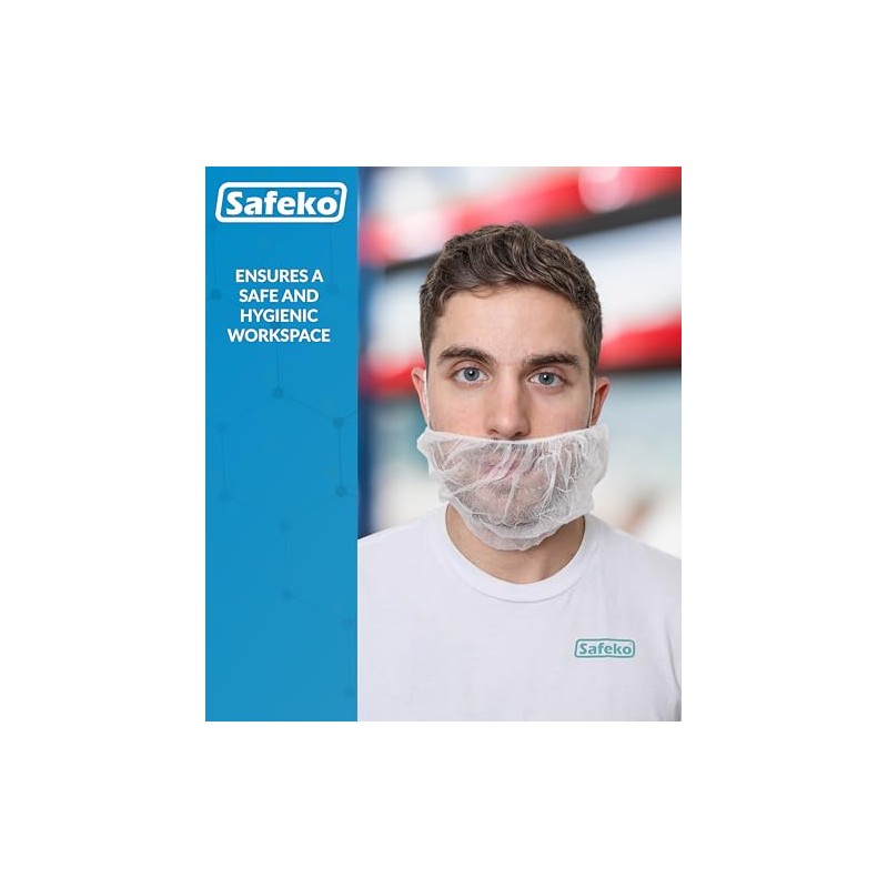 SAFEKO Beard Nets, White Disposable Beard Covers, Beard Net for