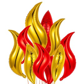GOTPASS 10 Pcs Fire Flame Balloons Set Fire Truck Birthday Balloons Firefighter Birthday Fake Campfire Party Decorations Summer Camping Theme Party Supplies