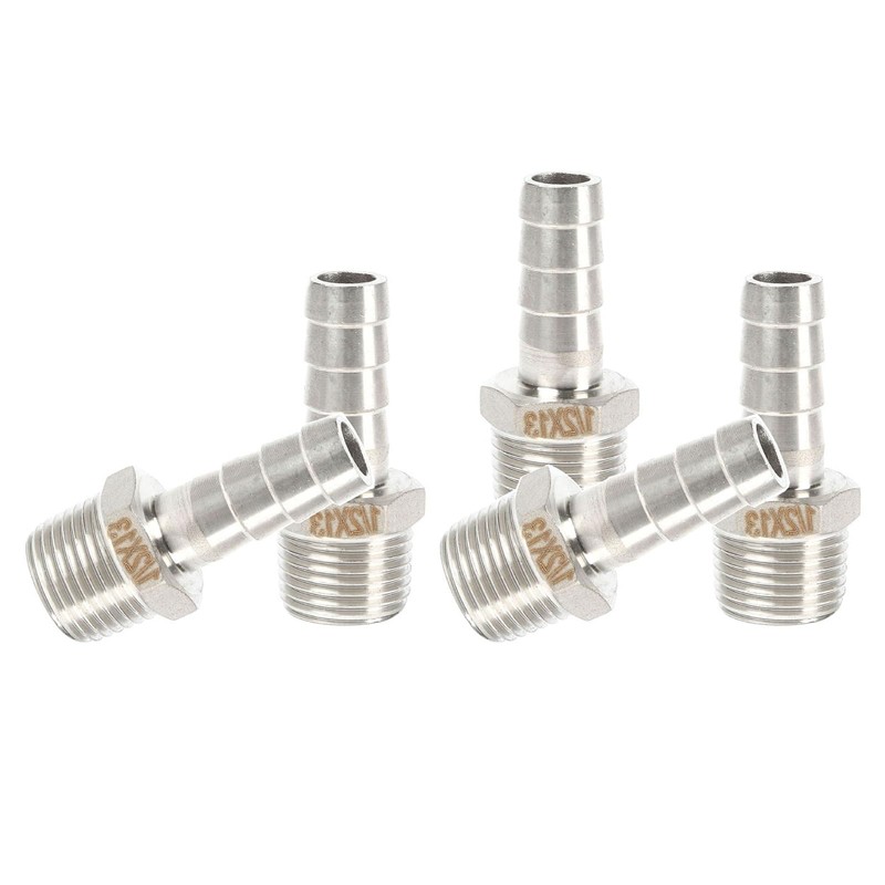 QiiMii Stainless Steel 304 Male Threaded Barb Hose Pipe Fitting
