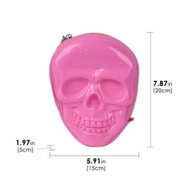 Biiange Pink Skull Crossbody Bag, Hard Shell Cosmetic Case, Skull Travel Makeup Bag, with Removable Chain, for Travel, Parties Crossbody Makeup Bag (Pink)
