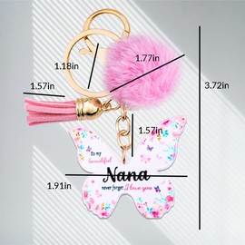 Nana Grandma Mimi Gifts for Nanny Grandmother Granny Birthday Gifts for Women Nanny Gifts for Grandma Retirement Gifts for Gigi Gifts for Grandma Nana Grandmother Butterfly Keychain Gift for Nana