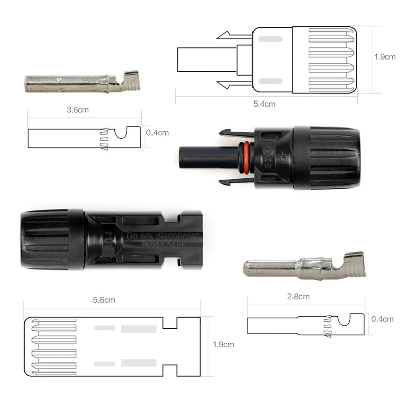 MC4 Connectors for IP67 MC4 Solar Panel 30A Line Plug