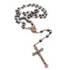 Nazareth Store Hematite Rosary Black Stone Beads Necklace with Jerusalem