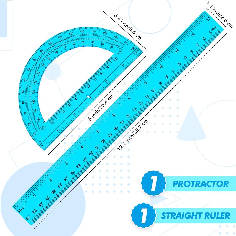 Zonon 2 Pcs 12 Inch Clear Ruler and 6 Inch