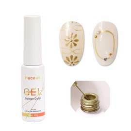 Hacaus 2PCS Metallic Pull Line Gel Nail Polish Drawing Painting Liner Nail Gel Polish DIY Metal Silver Golden Color Nail Art Set 10ML