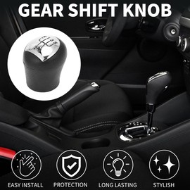 TUCKBOLD 5 Speed Manual Gear Shift Knob for Renault Kangoo No.8200208090 | Automotive Gearbox Stick Shifter Lever Knob Black Chrome Silver Tone Plastic 1 Pc