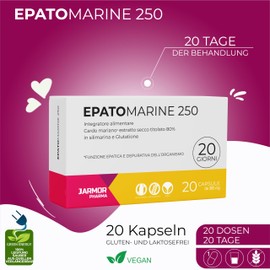 Milk Thistle Capsules Epatomarine 250 J.Armor | Strong Liver Detoxification with Silymarin and Glutathione 20 Capsules