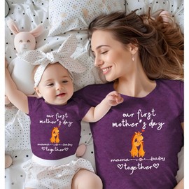 CM C&M WODRO Our First Mothers Day Mom Baby Matching Shirt New Mom Gift Newborn Infant Girl Romper Onesie Mommy and Me Outfit (Mama-Purple, L)