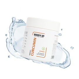 BODY IP Perfect Curcumin + Piperine, Turmeric Capsules with Curcuma Root Extract and Black Pepper Extract for Higher Bioavailability, 271 mg per Capsule, Vegan, No Additives, 90 Capsules