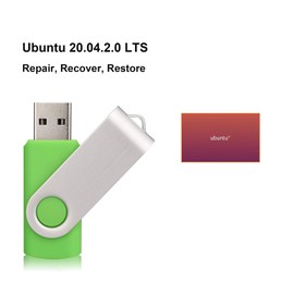 USB for Ubuntu 20.04.2.0 LTS Install Bootable Boot Recovery Live 16GB USB Flash Drive with Persistence 64 Bit Operating System, Green