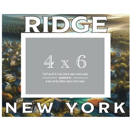 R and R Imports Ridge New York Souvenir Wooden Photo Frame Matted 4 x 6 Inch - Full Color Destination Design Keepsake Single