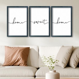 SRSZHIYUE Home Sweet Home Sign Set of 3 Wall Decor 16"x11" for Master Room Above Bed Room Living Room Warm And Coz Family Wall Hanging Decoration (Black)