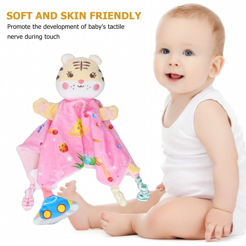 Stuffed Animal Security Blanket Soft Plush Cartoon Cute Tiger Security