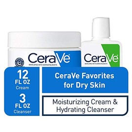 CeraVe Moisturizing Cream and Hydrating Face Wash Trial Combo | 12oz Cream + 3oz Travel Size Cleanser