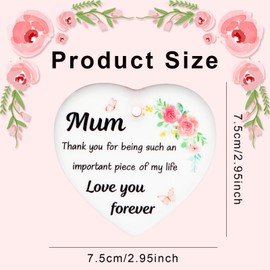 Gift for Mum - Ceramic Hanging Heart Plaque Gift for Mum, Happy Mothers Day Heart Signs Giftware from Daughter Son, Thank You Mummy Giftware for Mothers Day, Hearts Plaque Mummy Presents