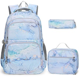 HuiLeo Kids School backpack for girls Teens, Cute Bookbag for Elementary Primary Middle School with Lunch Box