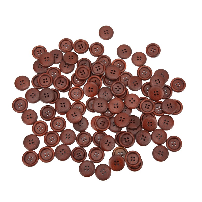 100Pcs Wooden Button 20mm 4 Holes Delicate Cute Waterproof Clothing