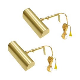 Royal Designs, Inc. Plug-in Picture Light, Gallery Lighting, 12 ft Cord with in-Line Hi/Low/Off Switch, PLP-2008-8-BSB-2, Brushed Satin Brass, 8.75 Inches, Pack of 2