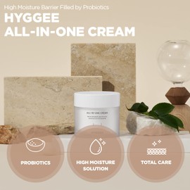 HYGGEE All in One Cream - High Moisture Barrier Face Moisturizer for Dry Skin - Probiotics & Ceramide - Non Sticky Moisturizing Cream - Skin Irritation Free, 2.7oz.