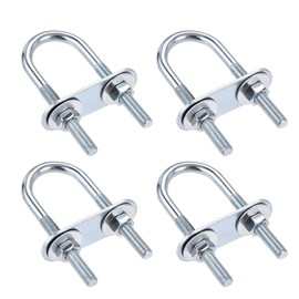 sourcing map 4 Set Round U-Bolts Steel M6 with Nut Plate Discs 22 mm Inner 70 mm Long