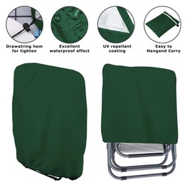 Omtofo Folding Chair Cover 2 Pack Garden Chair Cover Oxford Cover Windproof Anti-UV Dustproof for Garden Furniture Deck Chair Folding Chair Garden Furniture Protective Cover (Green)