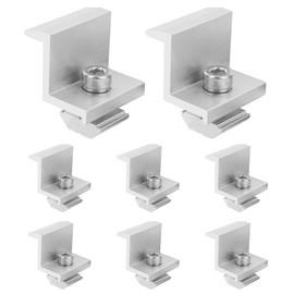 Pack of 8 Solar Panel Bracket End Clamp, Solar End Clamp 30 mm, Aluminium Solar Clamps, Solar Module Holder Clamps, PV Modules, Z Holder for Roofs, Walls, Boats, Motorhomes, Groove Opening 20 x 20 mm