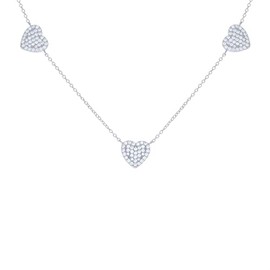 Auriga Fine Jewelry 925 Sterling Silver Cubic Zirconia Hearts Charm Necklace