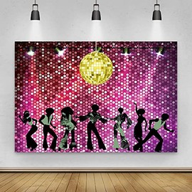 Renaiss 3 x 2 m Disco Party Background Shiny Neon Night 70s 80s 90s Disco Fever Dancer Photography Background Ballroom Music Party Decorations Accessories Photo Booth Props