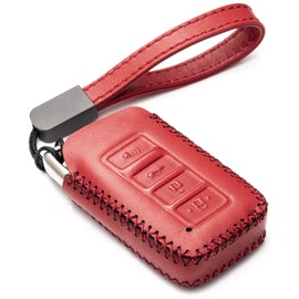 Vitodeco Genuine Leather Smart Key Fob Case Cover Protector Compatible for Lexus UX, NX, RX, GX, LX, is, ES, GS, LS (2014-2021) - 4-Button, Red