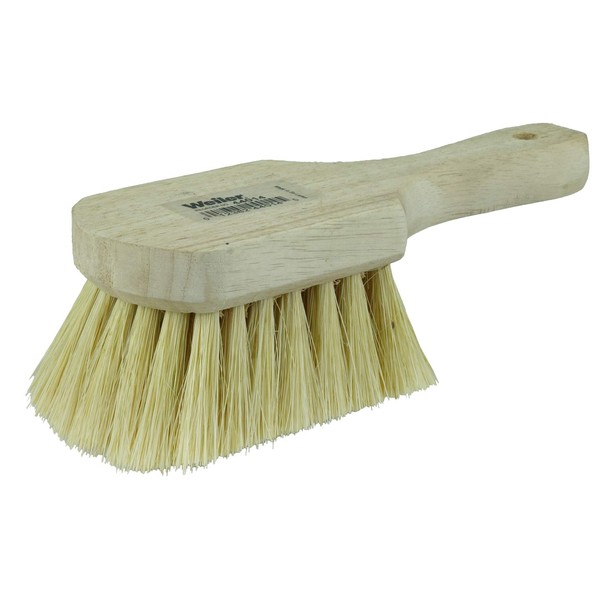 Weiler 44014 8" Utility Scrub Brush, White Tampico Fill, Short Handle, Wood Block
