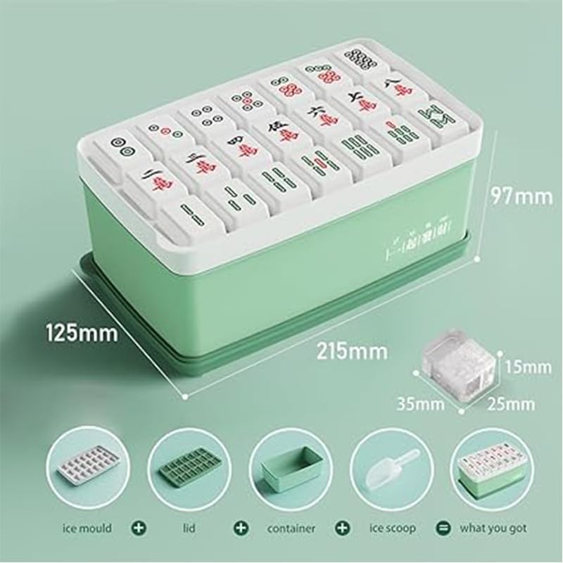 Chinese Mahjong Ice Cube Tray with Lid and Bin -
