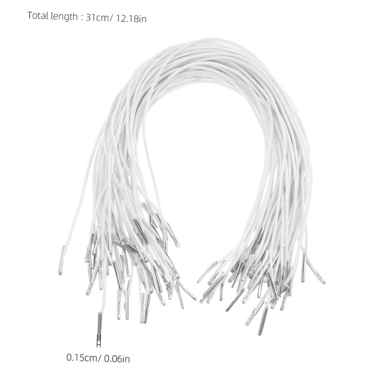 COHEALI 50Pcs White Elastic Cord String with Metal Barbs Fastener