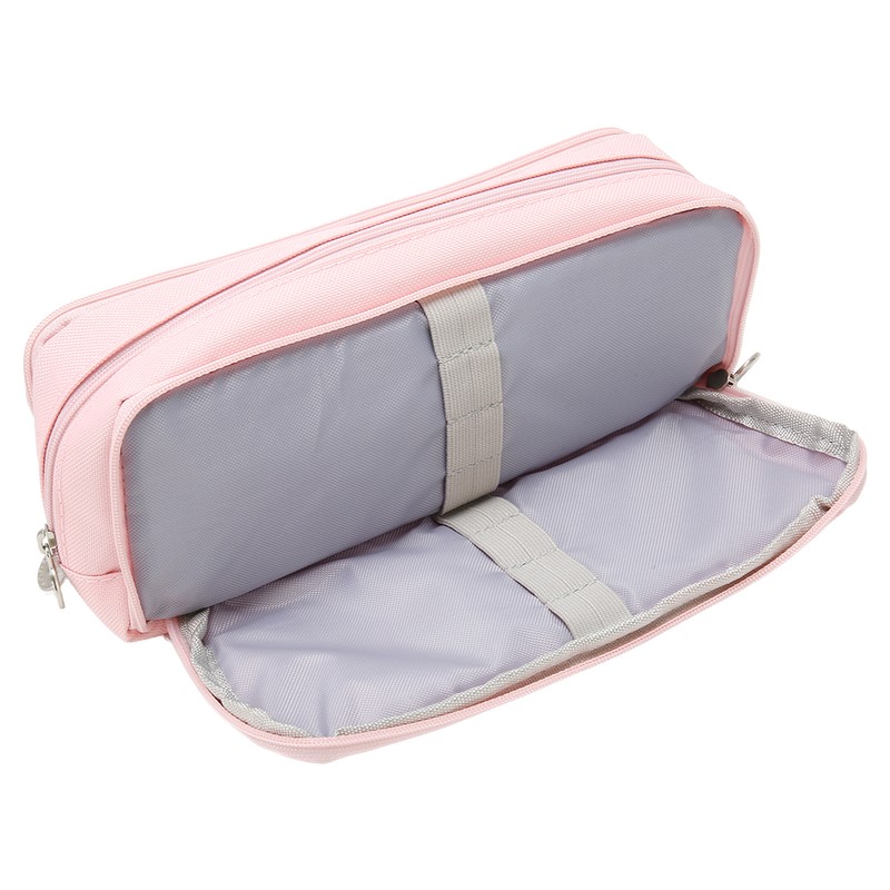 Pen Pencil Case 3 Compartments Canvas Portable Large Capacity Pencil