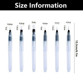 6 PCS Refillable Watercolour Brush Pens Set, Watercolour Pens, Water Pens, Water Brush Pen, for Watercolor Painting, Calligraphy, Sketching & Travel(White)
