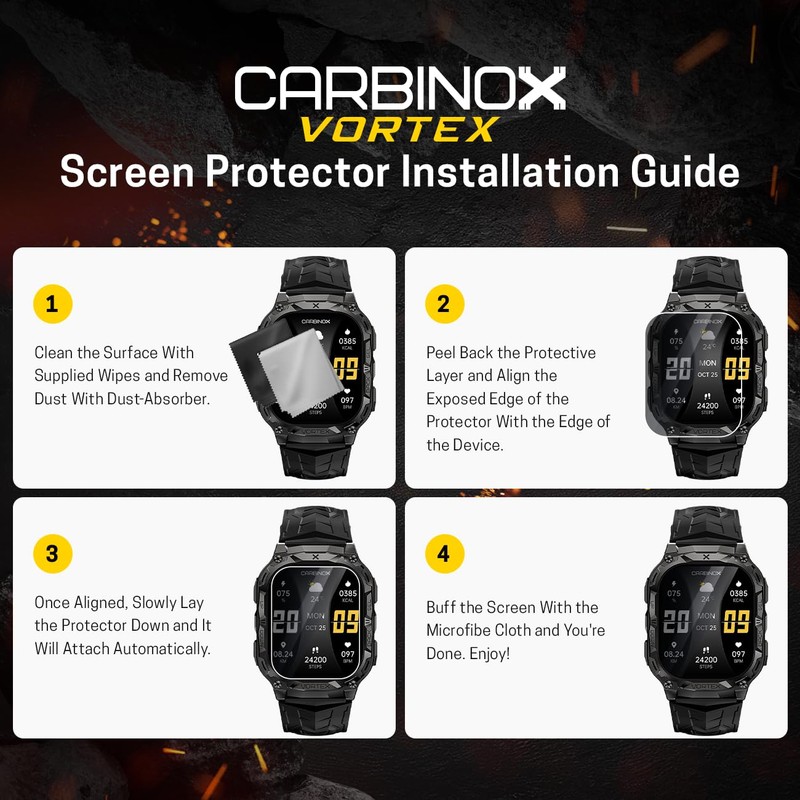 CARBINOX Tempered Glass Screen Protector Compatible for Vortex Smart Watch