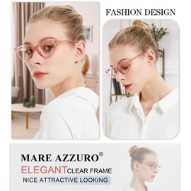 MARE AZZURO Clear Reading Glasses Women Fashion Round Glossy Readers 0 1.0 1.25 1.5 1.75 2.0 2.25 2.5 2.75 3.0 3.5 4.0 5.0 6.0 (Pink, 2.75)