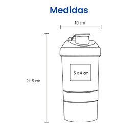 Cilindro Shaker Proteína de 450 ml con Compartimentos | Mezclador con Resorte de Acero | Vaso para Proteína Gym | Plástico Libre de BPA | Almacenamiento de Suplementos | UNDA