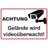 Sign "Achtung - Gelände Wird videoüberwacht" Aluminium / Dibond 300