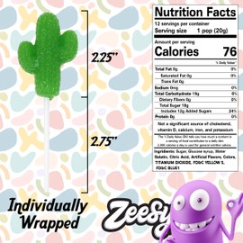 Cactus Lollipops Individually Wrapped - 12 Fiesta Cactus Candy Suckers for Fiesta Party Favors, Cactus Party Favors, Mexican Party, Cinco De mayo, Fiesta Birthday Goodie Bag Stuffer