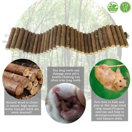 Rat Bendy Long Suspension Bridges,Guinea Pig Bendable Tunnel,Gerbil Wooden Ramp,Chinchilla Cage Large Climbing Ladder,Natural Wood Chews Toys for Small Animal,Rodents,Mouse,Hedgehog,Dwarf Hamster