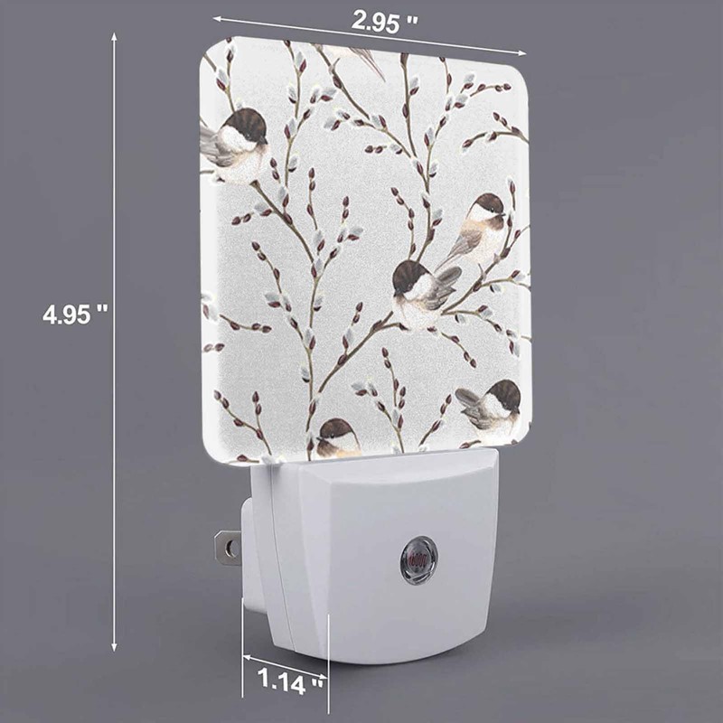 Chrobak LED Night Light,Willow Branches Black-Capped Chickadee LED Night Light