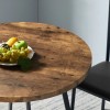 Vecelo Modern Round Dining Table Wood Grain Tabletop and Steel