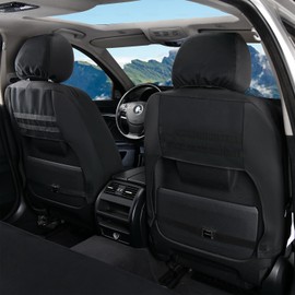 Coverado Car Seat Covers Front, Canvas Universal Seat Covers for Cars, 2-Pack Car Seat Cushions, Auto Seats Protectors for Kids & Dogs, Driver Seat Covers Fit for Most Vehicles Trucks SUVs/Black