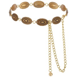 Western Chain Belt for Women, Bronze Western Concho Chain Belt Western Cowgirl Chain Belts Adjustable Metal Belts for Dresses Jeans Country Concert Outfit