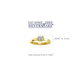 Silvershake 5MM Cushion Shape White Cubic Zirconia 18K Yellow Gold Plated 925 Sterling Silver Stackable Bezel Set Solitaire Ring April Gemstone Birthstone Jewelry for Women Size 6.5
